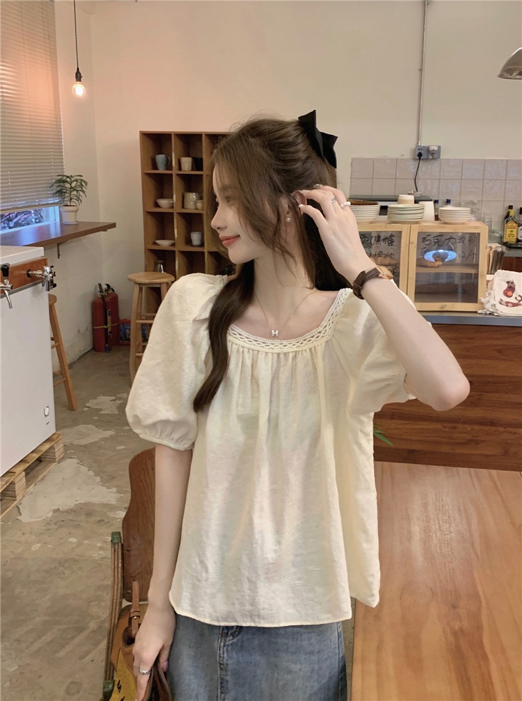 Áo Kiểu Tay Phồng Cổ Vuông Dáng Rộng Thời Trang Mùa Hè 65059