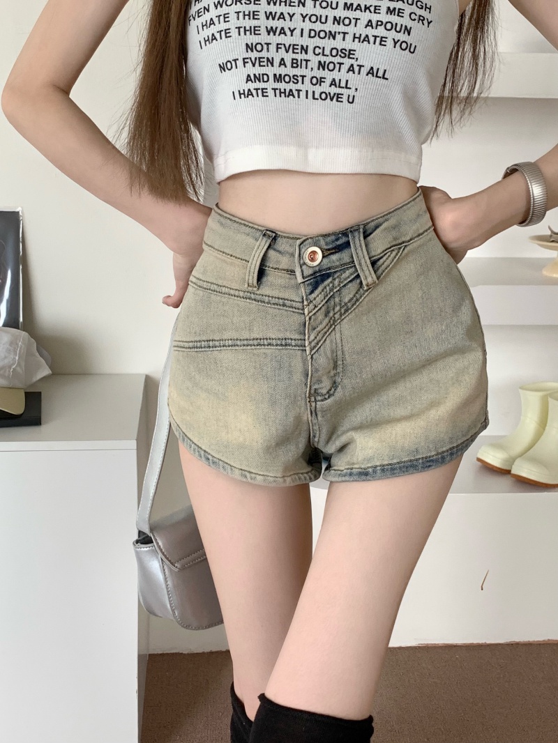 Quần Short Denim Ống Rộng Hoài Niệm Cổ Điển 65066