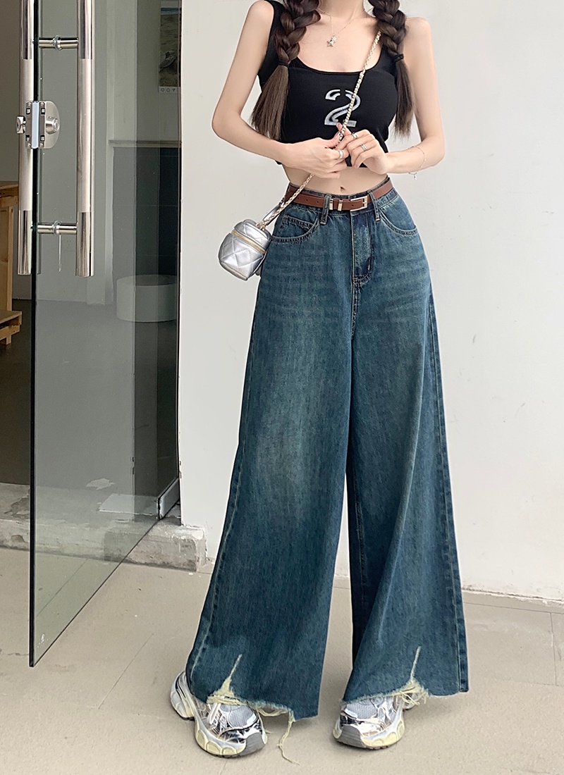 Quần Jean Ống Rộng Lưng Cao Phong Cách Retro Kiểu Mới 65191
