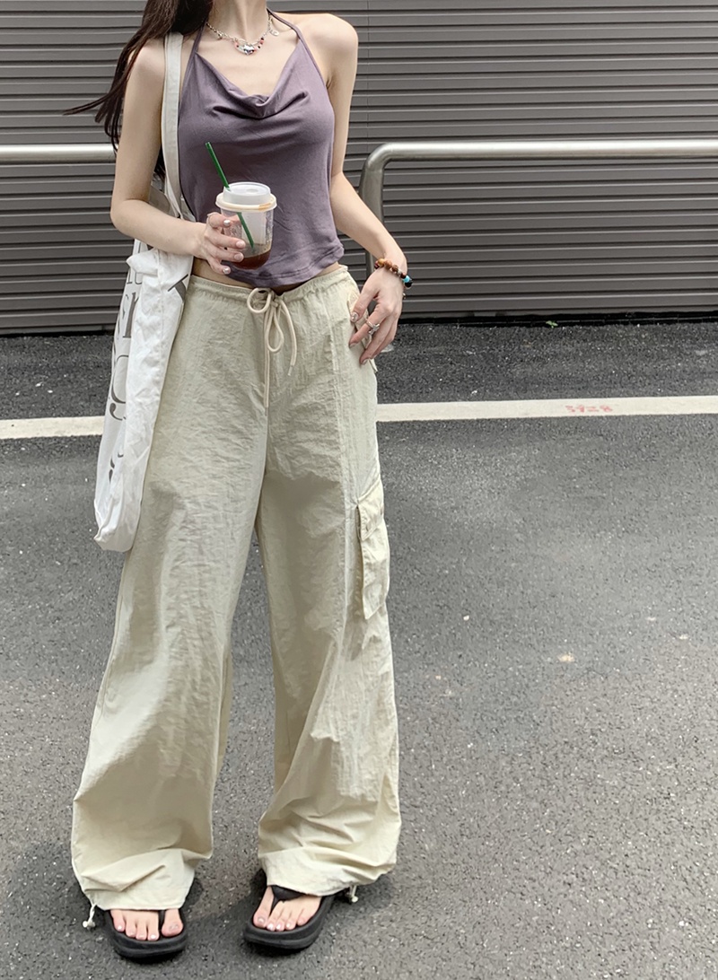 Quần Thể Thao Ống Rộng Dáng Suông Phối Dây Rút Phong Cách Mỹ 63437