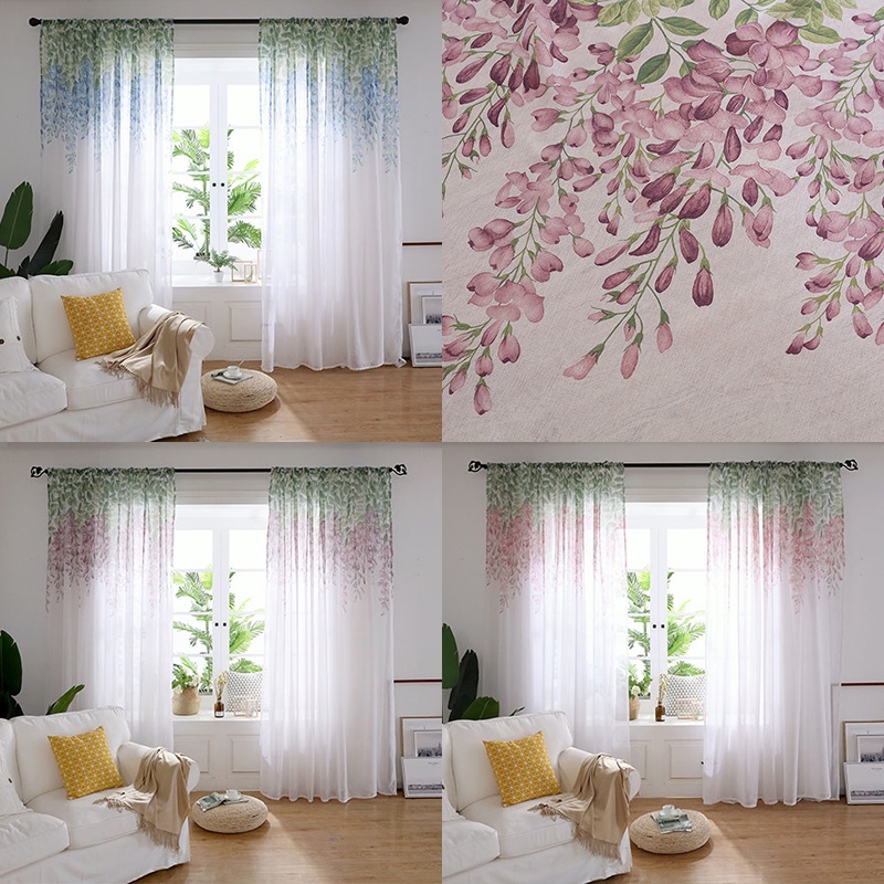 Rèm Cửa Vải Tuyn Họa Tiết Hoa