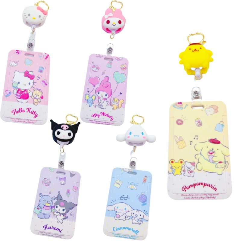 Hộp Đựng Thẻ Cứng Có Dây Xích Kéo Và Nắp Trượt In Hình Sanrio Kuromi Cinnamoroll Melody