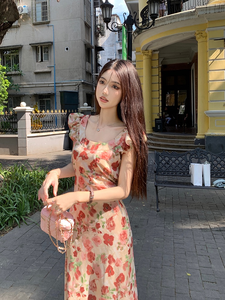 Đầm Hoa Tay Xòe Phong Cách Retro Pháp Quý Phái 65812