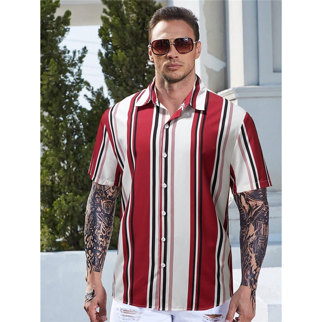 Manfinity homme men plus áo sơ mi in sọc