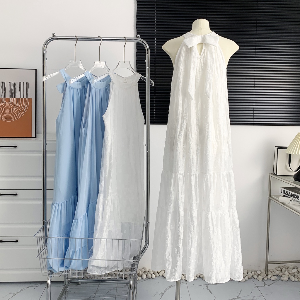 Đầm Hai Dây Thắt Nơ Xinh Xắn Thời Trang Đi Biển Mùa Hè 64432