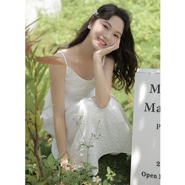 Đầm Hai Dây Dáng Dài Màu Trắng Thời Trang 62046