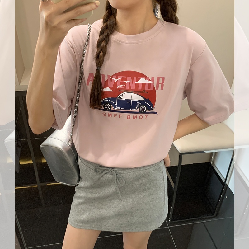 Áo Thun Cotton Nguyên Chất Tay Cộc In Họa Tiết Cho Nữ Mã 65179