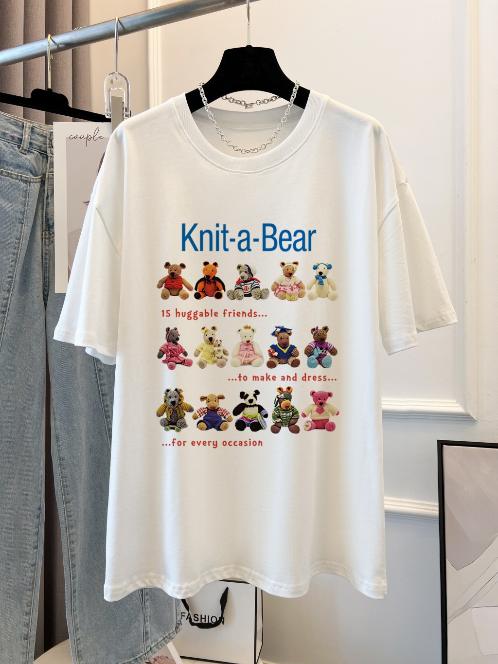 Áo Thun Cotton Dáng Rộng Ngắn Tay In Hình Phong Cách Hàn Quốc Thời Trang Mùa Hè 64505