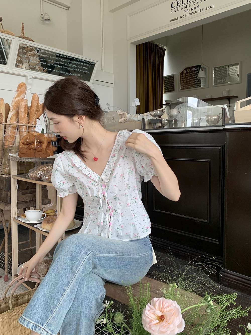 Áo Sơ Mi Cotton Hoa Ngắn Tay Thời Trang Retro Cá Tính 65300