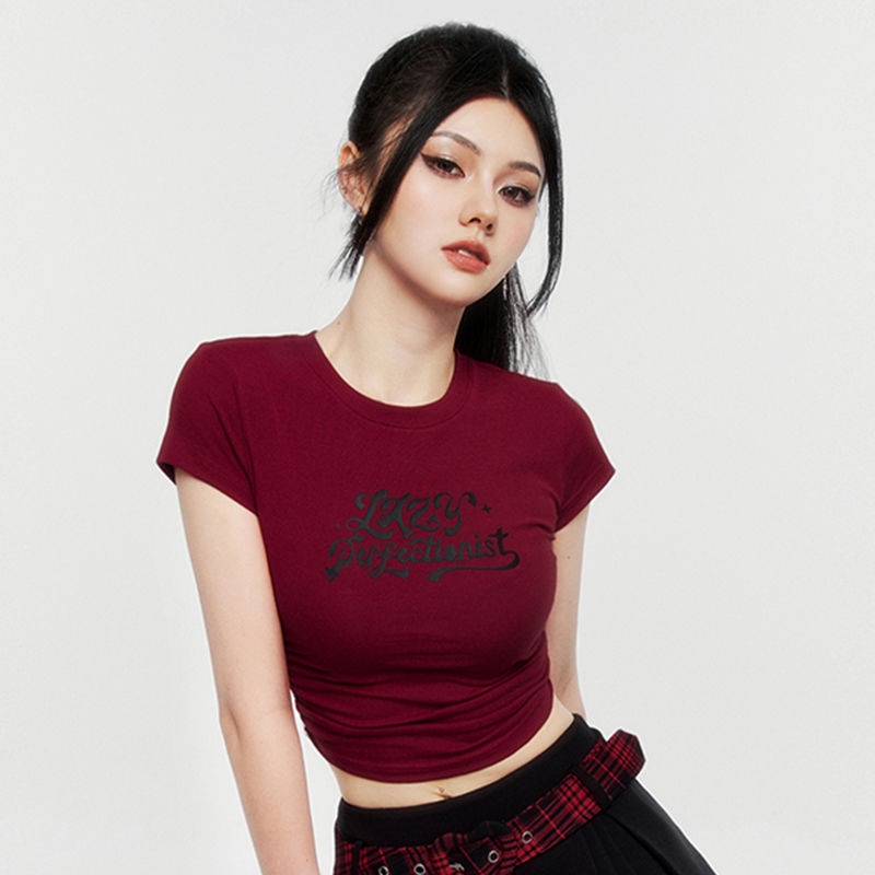 COWGIRL  Áo croptop áo thun baby tee nữ âu mỹ chất cạp cao Cổ tay ngắn in họa tiết vintage Độc đáo Chic Thanh lịch Korean Style A29J1QY 36Z230909