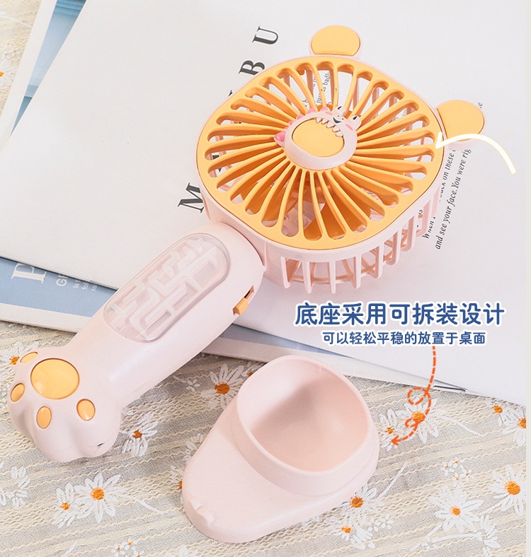 Quạt Đứng USB Cầm Tay / Để Bàn Kèm Lưới Và Đèn Có Thể Sạc Lại