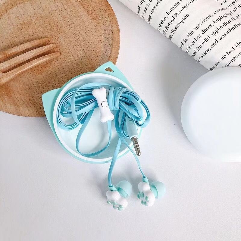 Tai Nghe Nhét Tai Hình Chân Mèo Hoạt Hình Dễ Thương