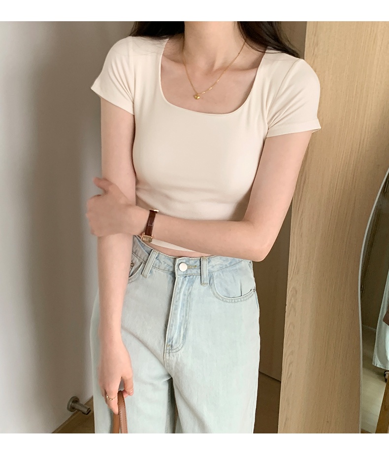 Áo Tay Ngắn Cổ Vuông Mỏng Vừa Vặn Phong Cách Mới 62888