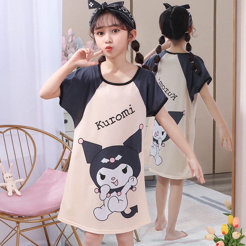 Váy ngủ Đồ Ngủ Gấu Dâu Lotso Cho Bé Gái Đầm Ngủ Pikachu Pokemon In Hoạt Hình Kuromi Sanrio Dễ Thương Thời Trang Mùa Hè Váy Pijama Cho Bé Gái