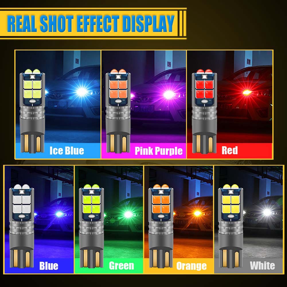 Set 2 Đèn LED T10 W5W 168 194 Ánh Sáng Cam Siêu Sáng Dành Cho Ô Tô