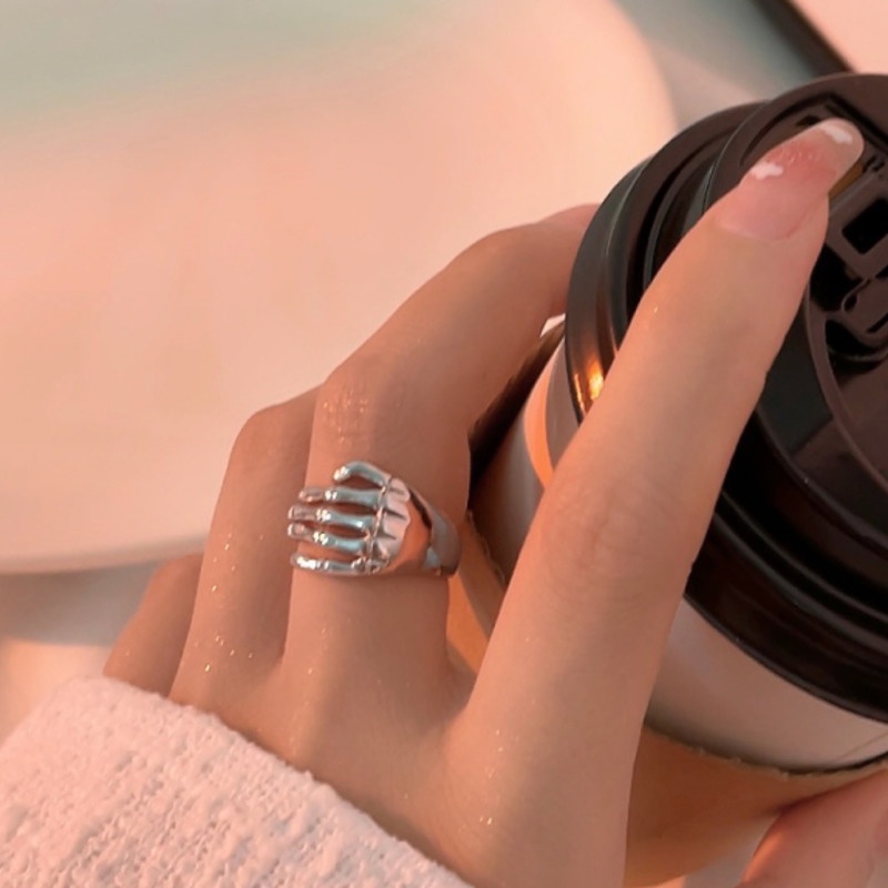 Nhẫn Hình Bộ Xương Phong Cách Hip Hop Thời Trang Hàn Quốc Cá Tính Có Thể Điều Chỉnh Dành Cho Nữ