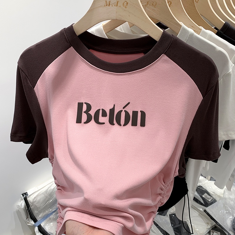 Áo Thun Tay Ngắn Rút Dây In Chữ Nhiều Màu Sắc Thời Trang Cho Nữ 62940