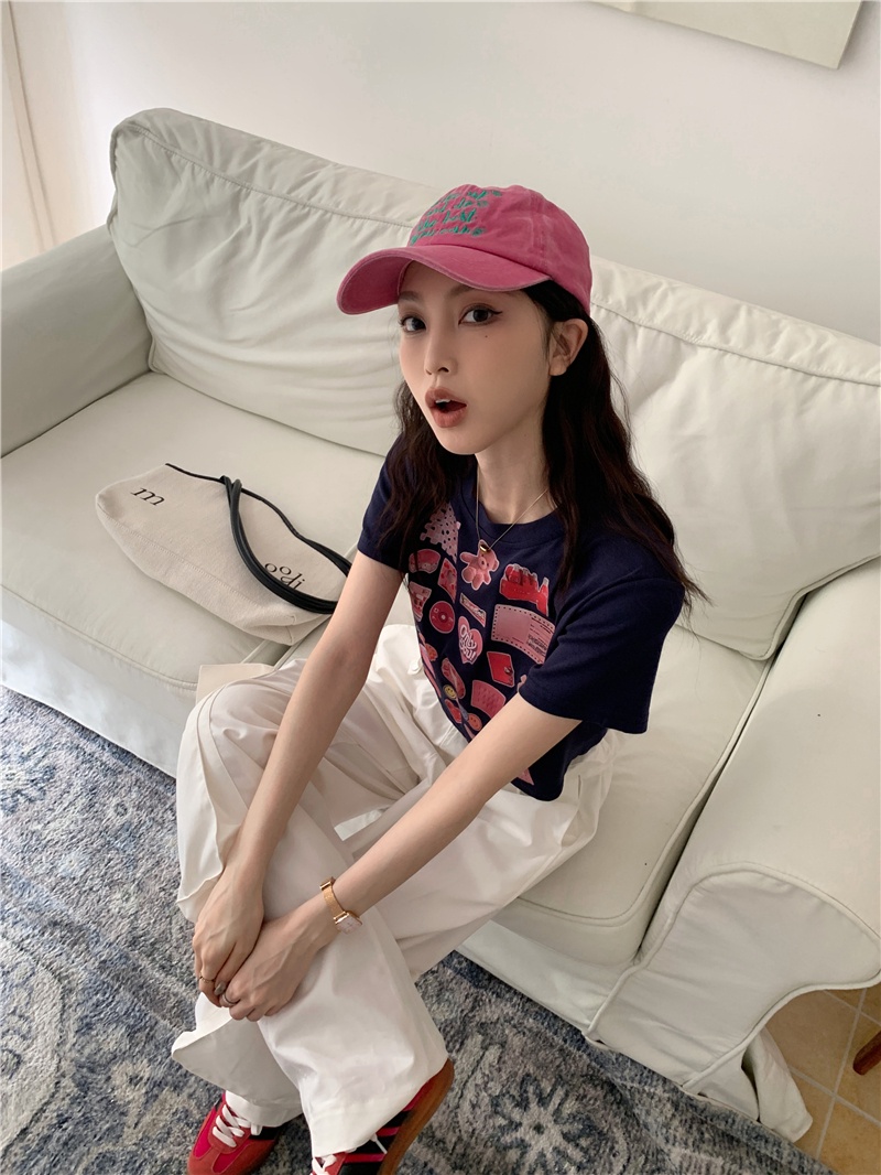 Áo Thun Dáng Ôm Cổ Tròn In Graffiti Hoạt Hình Thời Trang Cá Tính 64551