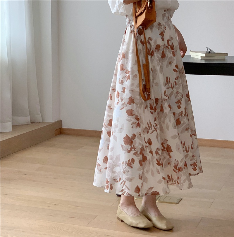 Chân Váy Chữ a Viền Voan In Họa Tiết Hoa Phong Cách Xuân Hè Mới 64597