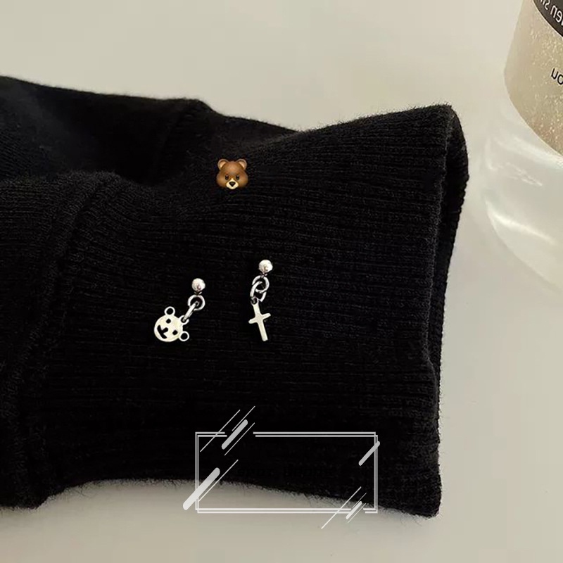 Bông Tai Bằng Thép Titan Hình Gấu Đơn Giản Thời Trang