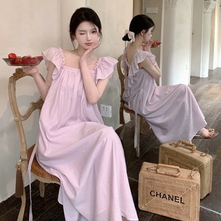 Đầm Đi Biển Hở Vai Cổ Phẳng Hợp Thời Trang