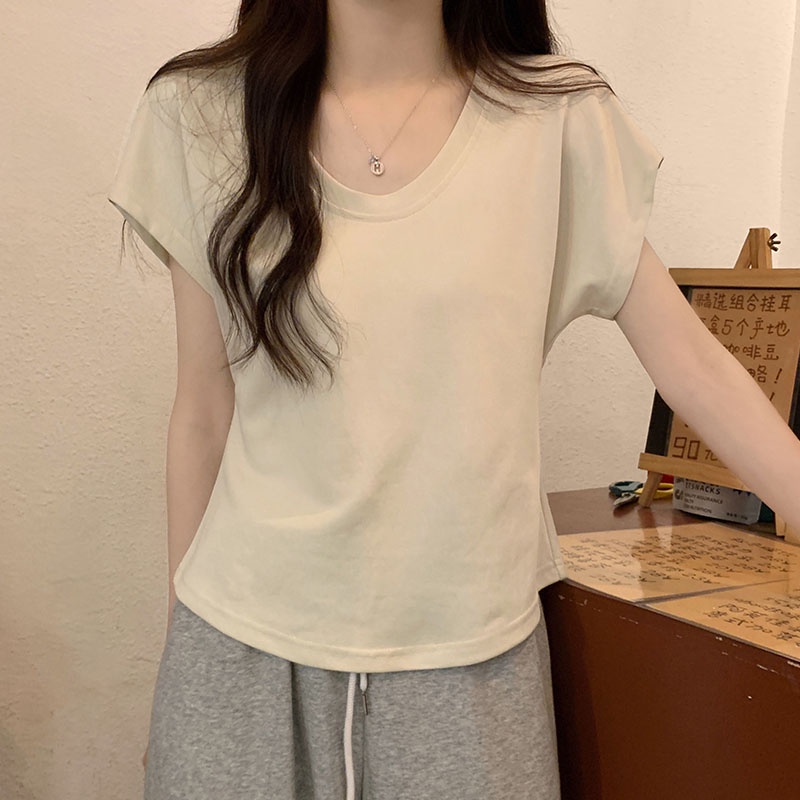Áo Thun Cotton Cổ Chữ U Ngắn Tay Thời Trang Dành Cho Nữ 65395 65395