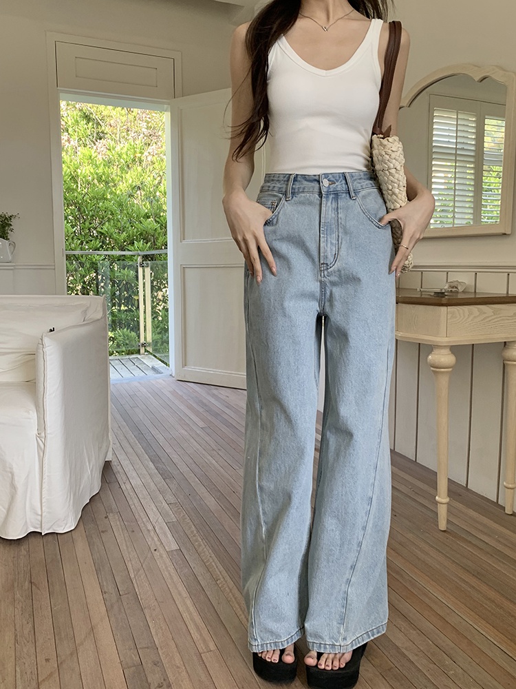 Quần Jean Ống Rộng Lưng Cao Theo Phong Cách Retro Mùa Hè Kiểu Mới 65747
