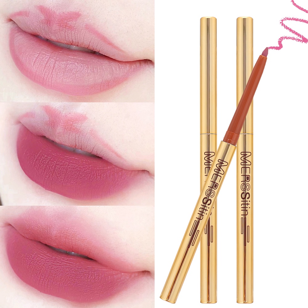 Bút Kẻ Viền Môi 3 Màu Nhung Lì Lâu Trôi Chống Thấm Nước Không Dính Ly Merssitin Dành Cho Nữ