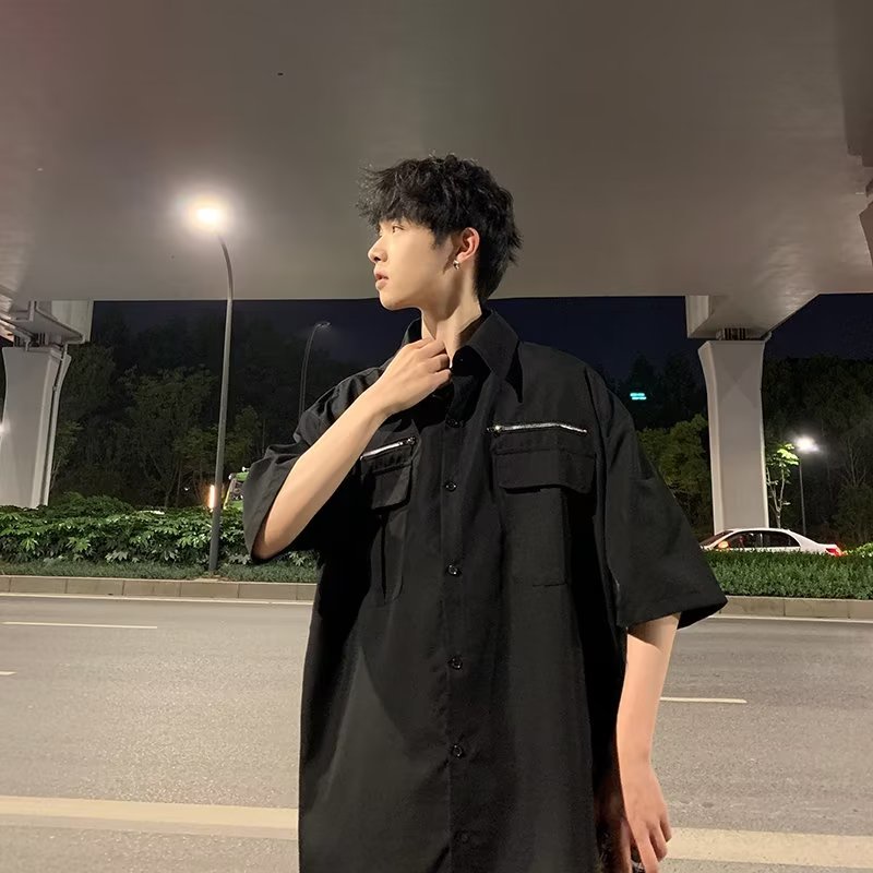 Áo Sơ Mi Ngắn Tay Dáng Rộng Thời Trang Mùa Hè Cá Tính Dành Cho Nam