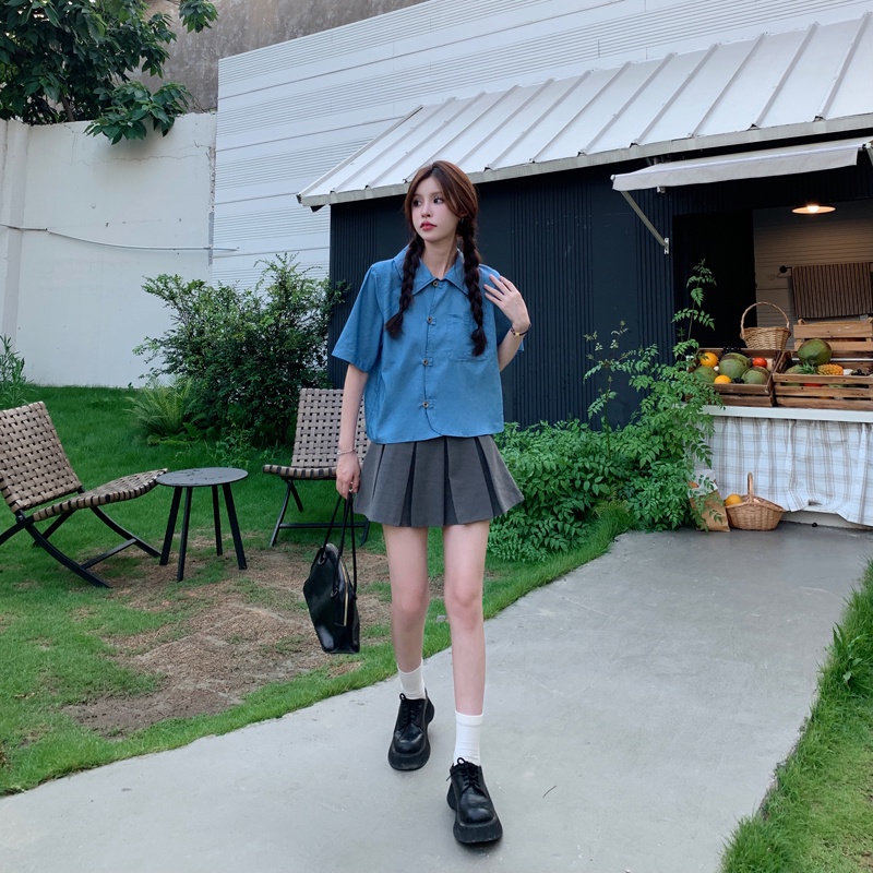 Áo Sơ Mi Nữ Tay Ngắn Dáng Rộng Phong Cách Hàn Quốc Thời Trang