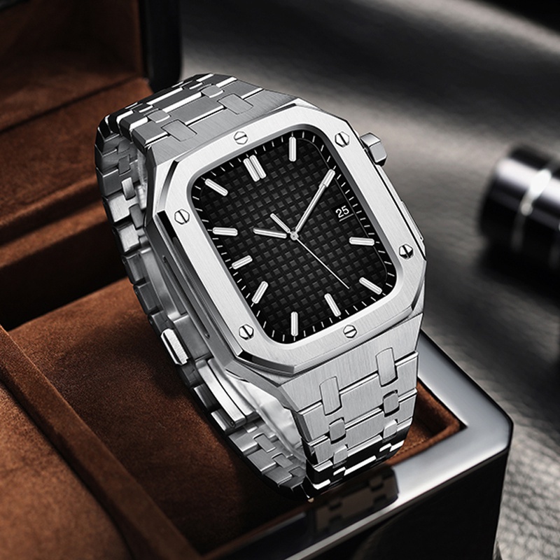 Khung Viền Kim Loại Sang Trọng Cho IWatch series 9 8 7 6 SE 5 4 45mm 44mm