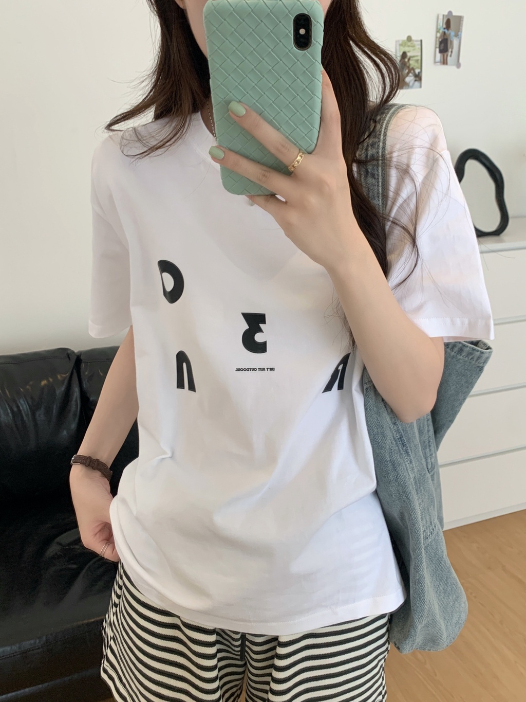 Áo Thun Cotton Cổ Tròn Ngắn Tay Dáng Rộng In Chữ Thời Trang Mùa Hè 65117