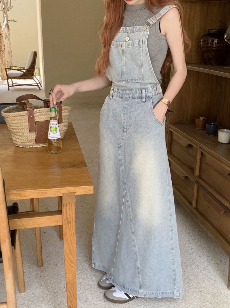 Váy Yếm Denim Phong Cách Retro Hoài Niệm Thời Trang Mùa Hè 65124