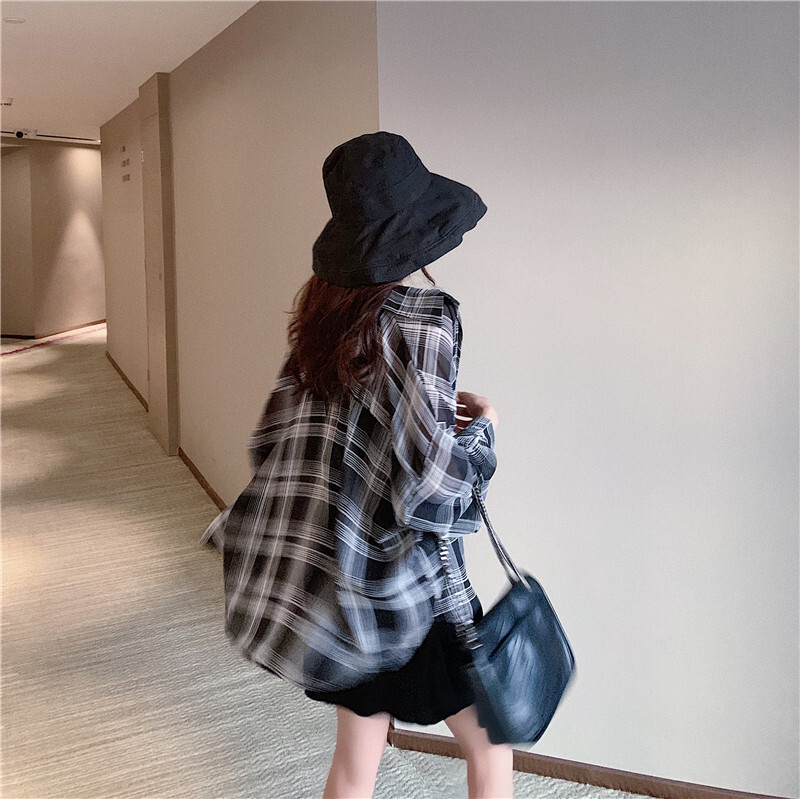 Set Áo Khoác Chống Nắng Và Chân Váy Họa Tiết Ca Rô Thời Trang Dành Cho Nữ