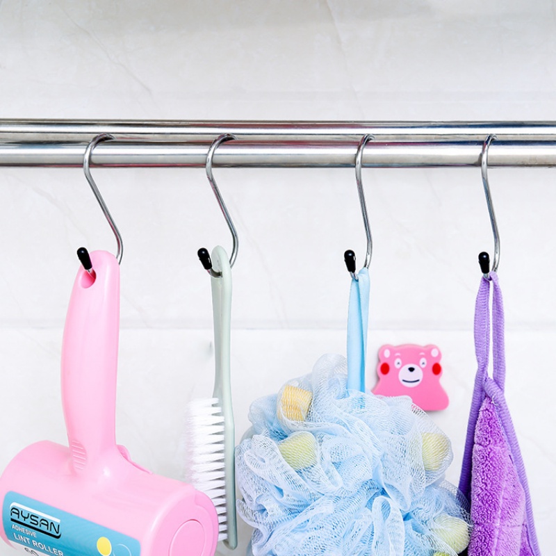 Set 4 Móc Treo Đồ Hình Chữ S Bằng Thép Không Gỉ Chống Nước Tiết Kiệm Không Gian Cho Nhà Bếp Nhà Tắm