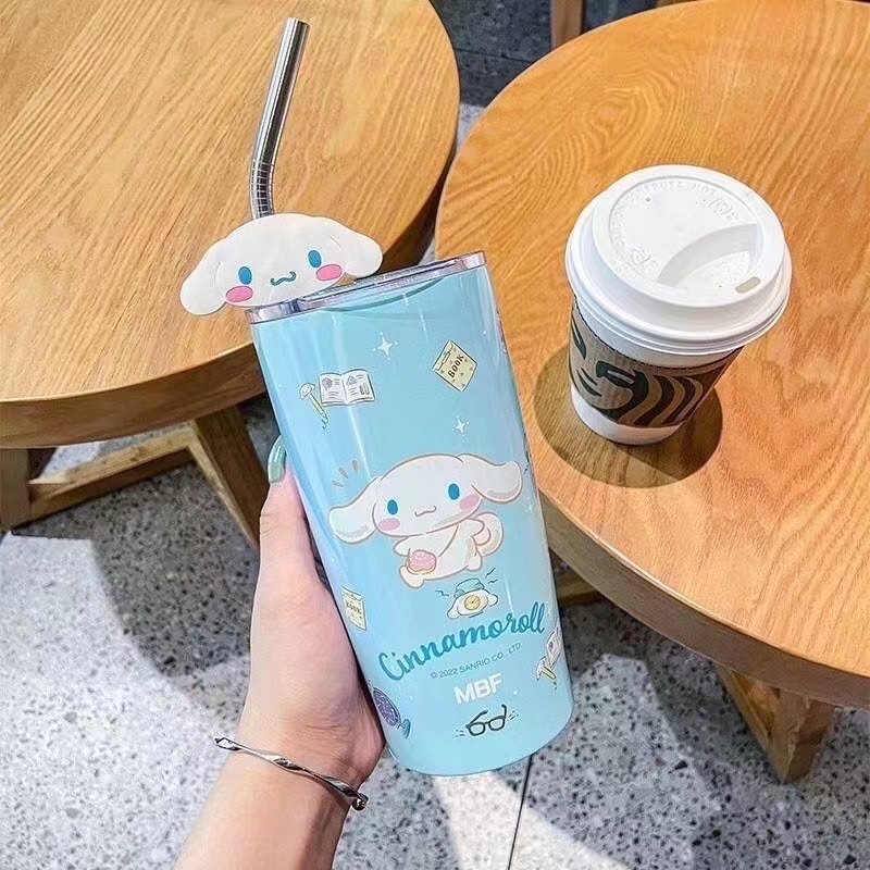 SANRIO Cốc Uống Nước 600Ml Chất Liệu Thép Cách Nhiệt Hình Hello Kitty Dễ Thương
