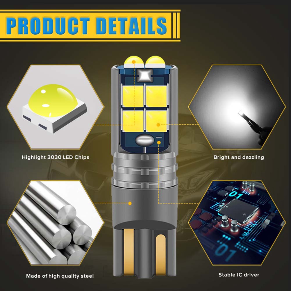 Set 2 Đèn LED T10 W5W 168 194 Ánh Sáng Cam Siêu Sáng Dành Cho Ô Tô