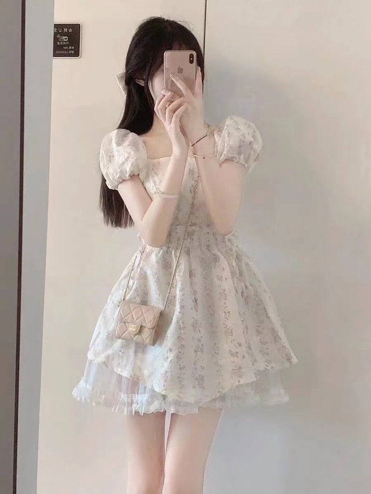 Đầm Hoa Tiểu Thư Chít Eo Sang Trọng Thiết Kế Tay Áo  Dành Cho Nữ Sinh