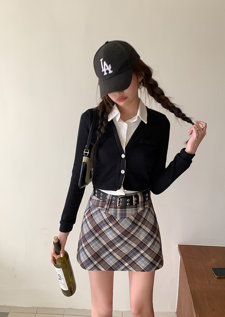 Chân Váy Dáng Chữ A Lưng Cao Kẻ Sọc Ca Rô Thời Trang Mùa Hè Mỹ 6526