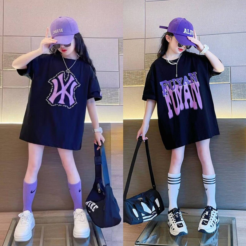 Áo Thun Tay Ngắn Dáng Rộng Thiết Kế Mới Năng Động Thời Trang Dành Cho Bé Gái