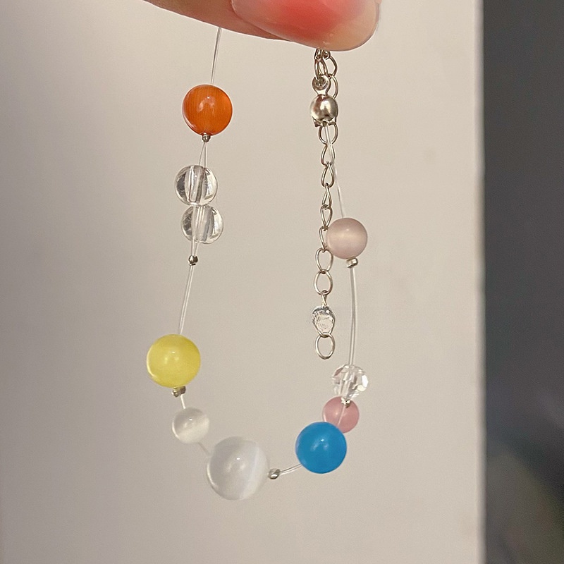 Vòng Tay Chuỗi Hạt Đá Opal Nhiều Màu Đơn Giản Cá Tính