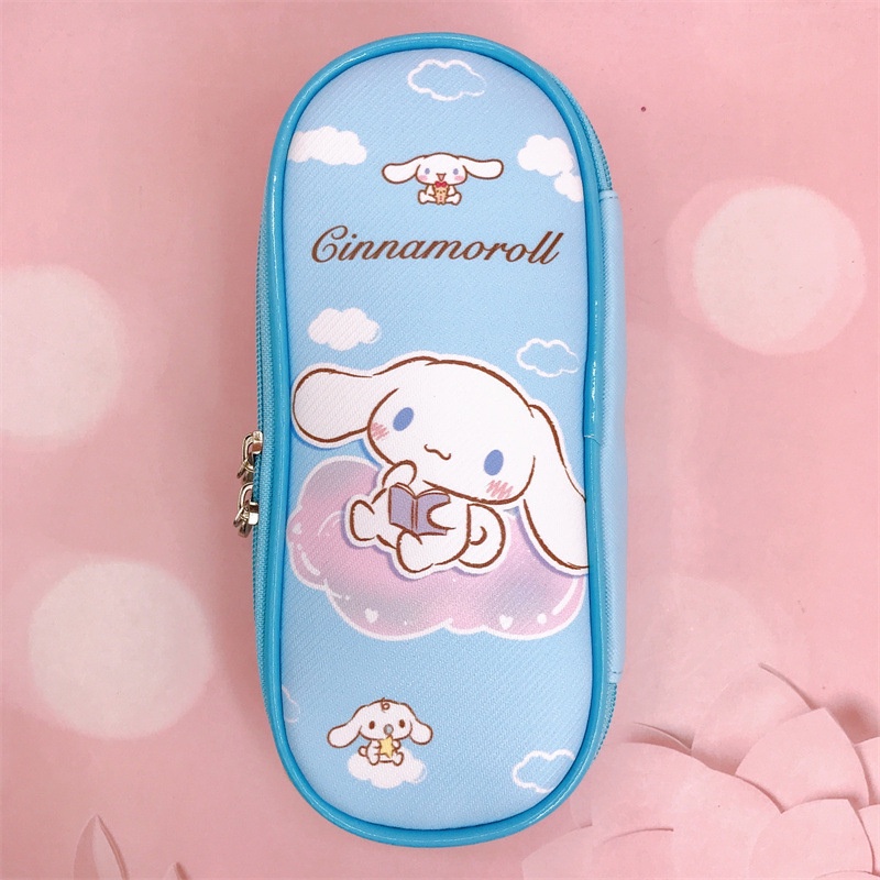SANRIO Túi Đựng Bút Bằng Da PU Có Khóa Kéo In Hoạt Hình Kuromi Melody Dễ Thương Cho Bé