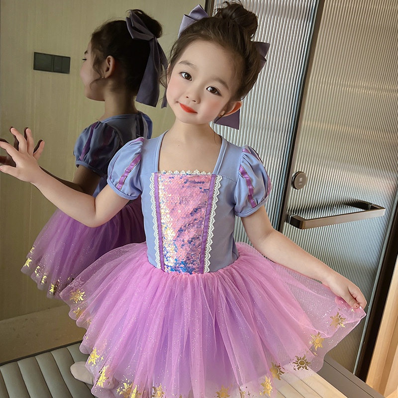 Đầm Công Chúa Sofia The First Dress Đính Kim Sa Phối Lưới Đính Nơ Thời Trang Halloween Cho Bé Gái