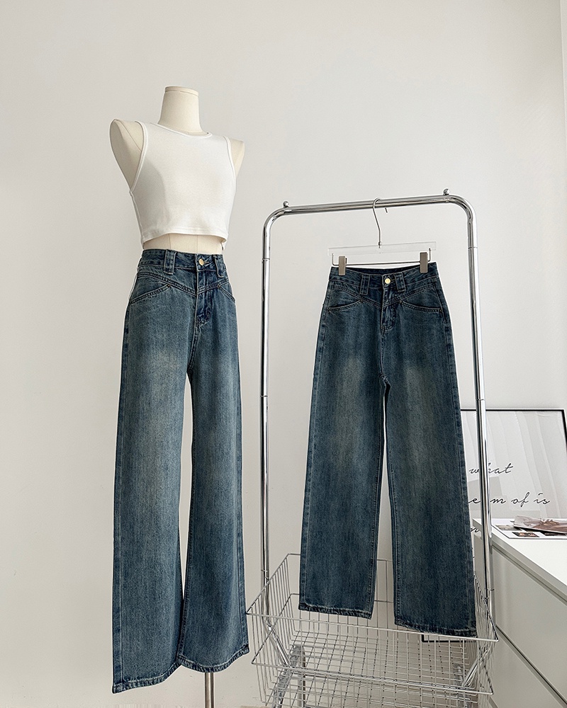Quần Jean Ống Rộng Lưng Cao Phong Cách Retro Thời Trang Xuân Hè 64239