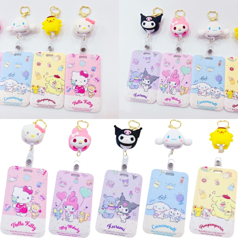 Hộp Đựng Thẻ Cứng Có Dây Xích Kéo Và Nắp Trượt In Hình Sanrio Kuromi Cinnamoroll Melody