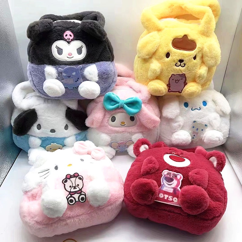 Túi Xách Tay Bằng Lông Nhung Hình Sanrio Kuromi Melody Hello Kitty Làm Quà Tặng Cho Bé Gái