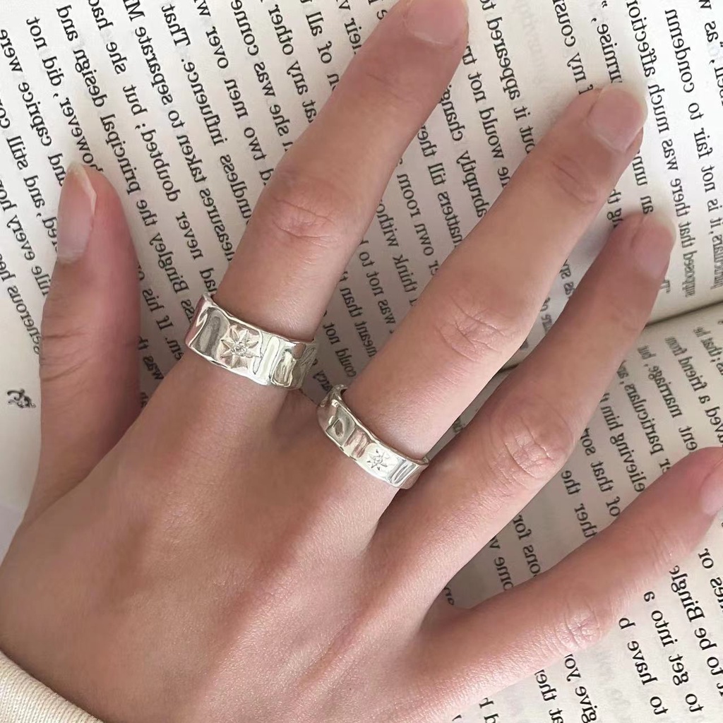 Nhẫn Cặp Đính Đá Zircon Đơn Giản Thời Trang