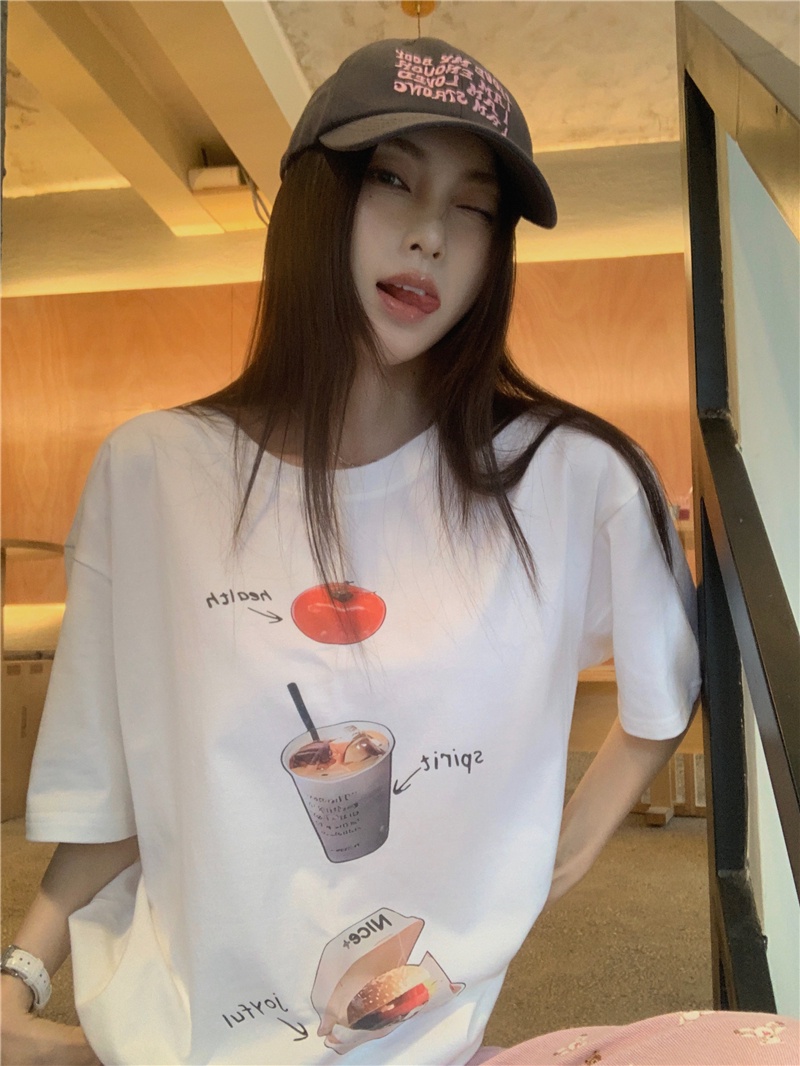 Áo Thun Dáng Rộng In Họa Tiết Vui Nhộn Phong Cách Hàn Quốc Thời Trang Mùa Hè Hàng Mới 64321