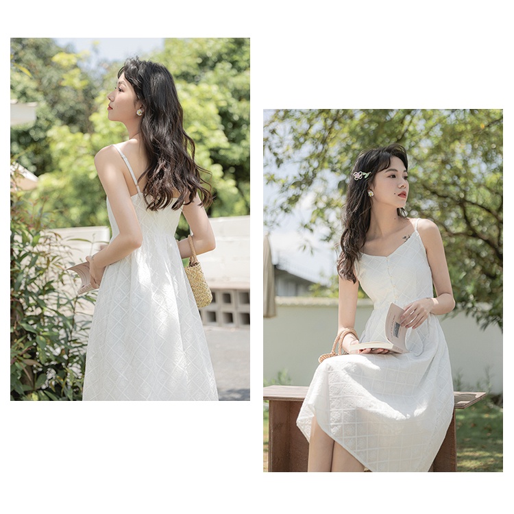 Đầm Hai Dây Dáng Dài Màu Trắng Thời Trang 62046