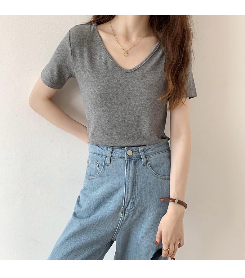 Áo Thun Mỏng Cổ V Ngắn Tay Thời Trang Nữ Sành Điệu 61732